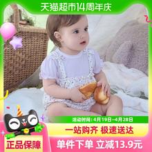 88VIP会员：戴维贝拉 新生儿爬服2025女宝宝纯棉连体衣婴儿新款夏装哈衣包屁衣
