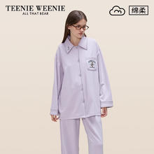TEENIE WEENIE 小熊睡衣女春秋款长袖2024冬季女士纯色家居服 槿紫 L