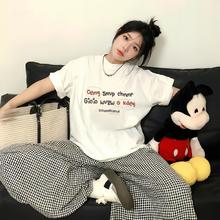 楠飞华裳 纯棉短袖t恤女潮流男女同款装闺蜜亲子百搭打底衫印花上衣 白色-彩虹 XL