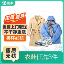 京东百亿补贴：58到家 衣鞋任洗 洗衣洗鞋 任洗3件