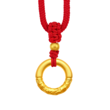 中国黄金（CHINA GOLD）平安扣黄金项链女足金吊坠哪吒乾坤圈520情人节礼物送女友老婆 【京速达】足金平安扣项链-红绳