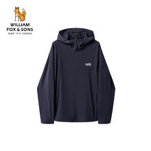 William fox&sons UPF350+防晒轻盈科技布连帽男女同款激光压胶LOGO空调服防晒外套 夜空蓝 2XL /54