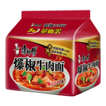 康师傅 方便面 经典爆椒牛肉面五连包103g*5