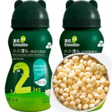 英氏婴儿小小馒头宝宝辅食儿童零食牛奶味蛋黄味磨牙饼干90g*2罐