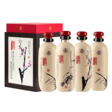 20点：五粮液 股份酿神梅兰竹菊50度 500ml*4瓶 浓香型白酒礼盒送礼收藏