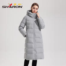 雪伦 Sharon 女士羽绒服 连帽修身腰带通勤风秋冬外套 13708