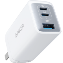 ANKER安克65W充电器氮化镓type-c快充PD45W+20W适用iPhone16proMax15华为小米苹果手机笔记本usb插头白
