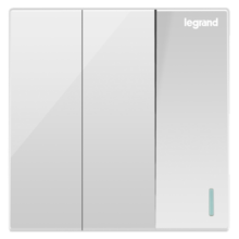 罗格朗（LEGRAND）开关插座面板 仕典玉兰白色 86型暗装开关面板 三开单控开关
