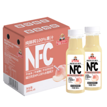 plus会员：福兰农庄 NFC100% 水蜜桃果汁 纯鲜榨果汁饮料 0添加0脂肪 300ml*6瓶