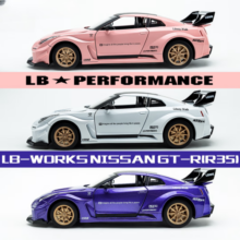 中精质造尼桑GT-R(R35) LBWK改装版1:24合金全开回力声光汽车模型玩具摆件 GT-R35|湾岸紫