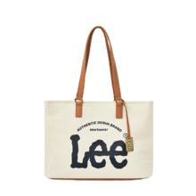 Lee 2024大容量托特包男女牛仔通勤单肩包女士包包送 米白色