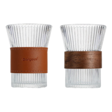 竖纹束腰咖啡杯 高颜值玻璃杯 隔热耐热 风琴杯两只装 230ml