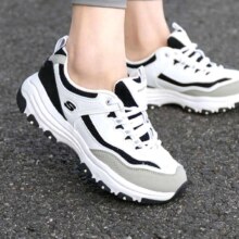 斯凯奇（Skechers）女鞋夏季新款黑金熊猫鞋休闲网面透气运动鞋厚底增高老爹鞋 WYL