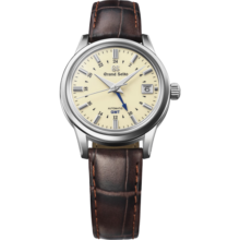 冠蓝狮（Grand Seiko）  冠蓝狮gs机械复古奶油面系列鳄鱼皮表带正装大三针男表 现货SBGM221G