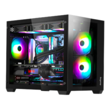 鑫谷 海景房机箱台式机流莹 机箱电脑（支持M-ATX/顶置360水冷位/双面钢化玻璃） 流莹  幻夜黑 机箱