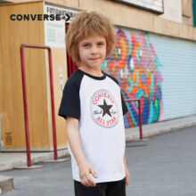 匡威（Converse）儿童装男童t恤纯棉夏季短袖新款经典星标T恤圆领小中童宽松上衣 正黑色 120 /60 【建议身高110-116cm】