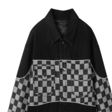 20点：gxgjeans 潮流棋盘格拼接休闲牛仔外套