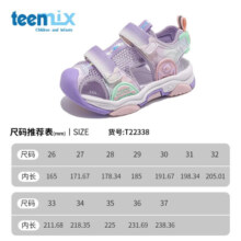 天美意（TEENMIX）女童包头凉鞋2024夏季新款软底公主鞋防滑沙滩凉鞋中大儿童鞋子潮 338紫色 32