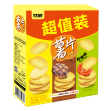甘源休闲零食 薯片烘焙非油炸膨化食品原味牛排味番茄混合零食包186g