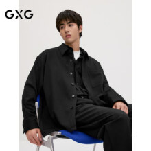 20点：GXG 男装黑色口袋休闲长袖衬衫外套 黑色