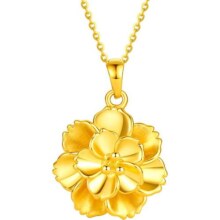 周大生黄金牡丹花吊坠女款足金硬金大金花挂坠送妈妈妇女节礼物