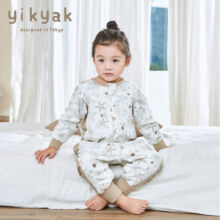 yikyak婴儿四层纱布睡袋儿童长袖分腿竹棉宝宝春秋四季防踢被