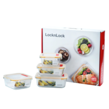 乐扣乐扣（LOCK&LOCK）保鲜盒套装微波炉饭盒玻璃四件套（500ml+630ml+750ml+1000ml）