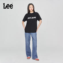 Lee 中蓝色五袋款女牛仔裤阔腿显瘦潮LWB007335101-668