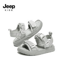 Jeep 凉鞋夏季新款中大童软底防滑沙滩鞋 深灰色