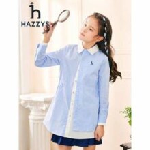 Hazzys 哈吉斯 女童新品翻领彩条裙式上衣（105~145cm）