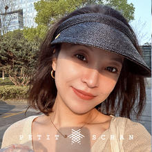 小闪进口拉菲草编户外防晒海边度假防紫外线遮太阳发箍空顶帽子女