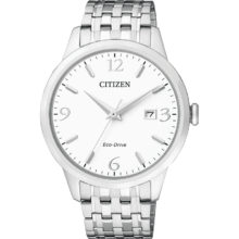 再降价：CITIZEN 西铁城 手表男 日韩表光动能 白盘日显钢带 BM7300-50A