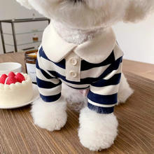小冻 狗狗夏季衣服薄款透气短袖休闲可爱风小型犬衣服宠物防掉毛春夏装 邦迪蓝条纹 XS （1-3斤）