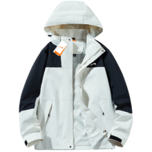 贵人鸟 夹克 男 春秋季连帽防风拒水工装上衣服 厚外套 象牙白/黑色 L