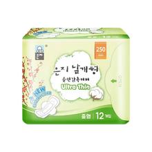 恩芝 Eunjee)韩国进口日用卫生巾250mm12片 超薄透气护翼型少女姨妈巾