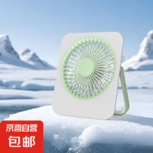 电风扇家用桌面风扇便携制冷USB直插款超薄大风力小电扇学生宿舍办公室卧室 绿/白间色-USB直插式