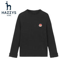 HAZZYS 长袖半高领打底衫纯色 钻石黑 105