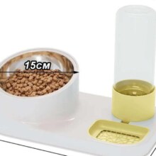 京喜自营 宠物自动喂食器 灰色一体喂食喂水器+不锈钢碗