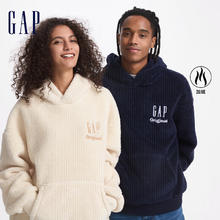 Gap 男女装2024秋季抱抱绒字母刺绣logo抓绒卫衣套头衫609098