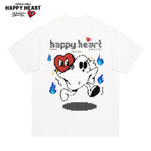 查尔斯桃心 CHARLES JANG'S HAPPY HEART 像素幽灵爱心印花纯棉短袖T恤男夏季美式休闲圆领上衣