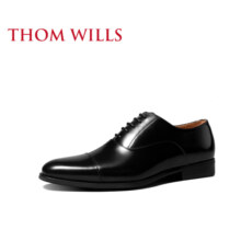 THOM WILLS三接头牛津鞋男士亮皮商务正装皮鞋夏季真皮透气男鞋 黑色亮皮B891-1 39 /6.5码