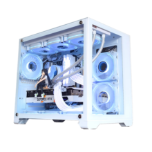 玩嘉孤勇者雪白色电脑机箱台式机MATX海景房240/360水冷全侧透ITX桌面MINI机箱支持157散热