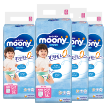 尤妮佳（MOONY）畅透系列尿不湿升级透气干爽拉拉裤小内裤女XL38*4包 12-22kg