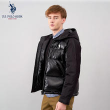 U.S. POLO ASSN. 美国马球协会 US保罗羽绒服男中青年外套连帽冬季保暖白鸭绒工装外套男百搭男装 黑色7030 2XL