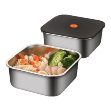 食品级不锈钢保鲜盒 带盖方形饭盒便当盒 中号18*18*7cm 一个装