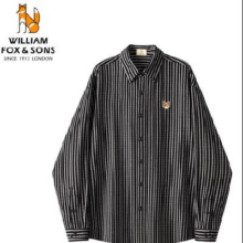 20点：William fox&sons 复古新回潮色纺提花泡泡纱刺绣衬衫 黑白条
