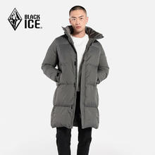BLACKICE 24户外防风保暖防水透湿男款加长款加厚连帽鸭绒羽绒服 铁灰 L