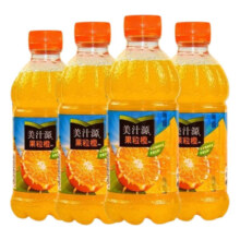 可口可乐美汁源果粒橙300ML/瓶 橙汁果味汽水果汁饮料便携 300ml*4瓶