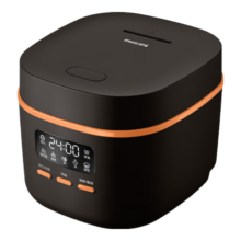 飞利浦（PHILIPS）1.8L迷你电饭煲 家用1-2-3人小型电饭锅 多功能一体多用智能蒸饭锅 一键旋风煮 24小时智能预约 五大模式 迷你元气煲 黑色 1.8L