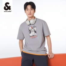 合辑杰克琼斯短袖T恤男款男装宽松圆领字母图案印花衣服上衣